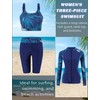 Ausing Swimwear for Women Floral Printed 3 Piece Rash Guard