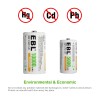 EBL D Cell Size NIMH Rechargeable Batteries 1.2V Battery +