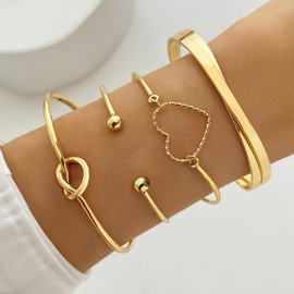 CJIAYUJEW Gold Bracelets for Women Gold Plated Bracelet Set Minimalist Rope Paperclip Cuff Bracelet Jewelry Gifts for Women(g3)