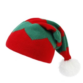 eyigylyo Christmas Knitted Elf Hat for Adults Kids, Long Striped Warm Funny Beanie Xmas Winter Hats for New Year Festive Holiday Party