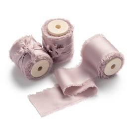 AOKSUNOVA Satin Ribbon Gift Ribbon Wedding 3.8 cm Ribbon Fabric Ribbon Fringe Ribbon Pink Ribbon