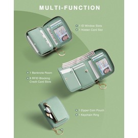 Vulkitty Wallet for Ladies Purse Women RFID Blocking Trifold Compact Leather Card Case with ID Window and Zipper Coin Pocket