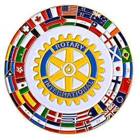 Rotary International with Flags Fraternal Auto Emblem - [Multicolored][3'' Diameter]