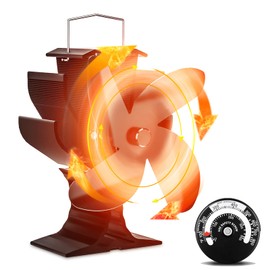 Signstek Stove Fan, Petroleum Stove Fan, Wood Stove Fan, Eco Fan, Small Quiet, Camping Furnace, Air Circulation, 6 Blades, Wood Stove, Fan, No Power Supply, Energy Saving, Fireplace Fan with Thermometer