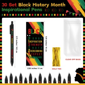 Sayglossy 30 Sets Black History Month Gifts Inspirational Ballpoint Pens and Bookmarks Bulk Black History Party Favors Decorations for African American Freedom Day