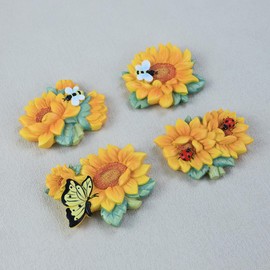 Bicuzat 4 PCS Resin Fridge Magnets Sunflower Refrigerator Magnets for Whiteboard Refrigerator Office Photo Cabinet Bulletin Board Home Decoration, Photo Display, Office Message, Kitchen Accessories