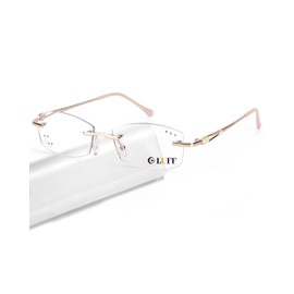 LUFF Rimless Reading Glasses for Women,Stylish Blue Light Blocking Computer Readers,Anti Eyestrain Frameless Lens diamond