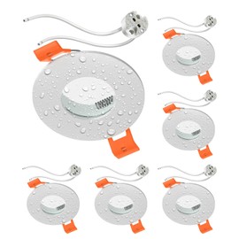 ledscom.de ERID Bathroom Ceiling Mounting Frames for Wet Rooms, IP44, Round, Matte White, Includes GU5.3 Socket, Pack of 6