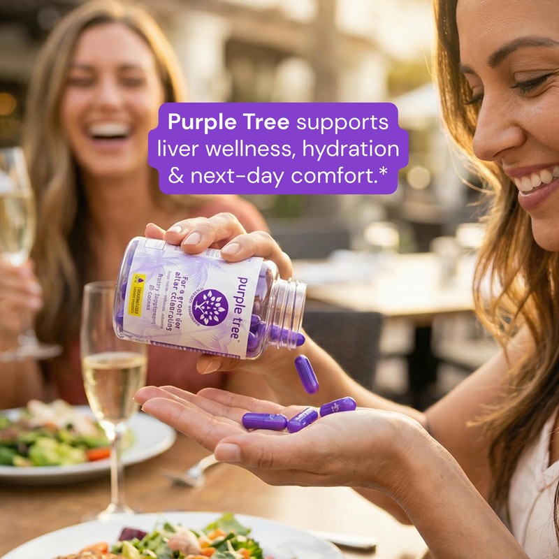 purple tree Post-Celebration Wellness Supplement | Liposomal Dihydromyricetin (DHM), L-Glutathione,