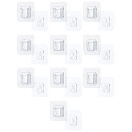 YOFAN 10 Pairs Clear Double-Sided Adhesive Wall Hooks - Mounted Door Hanger Kit - No Drill Sticker Hangers with Suction Cup for Bathroom, Kitchen