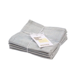 MEEMA Cloth Napkins Set of 4 - Reusable Table Napkins, Blue Pinstriped Upcycled Cotton Napkins for Parties, Christmas, Thanksgiving, Weddings, Dinner Napkins Cloth - 18x18 Inch