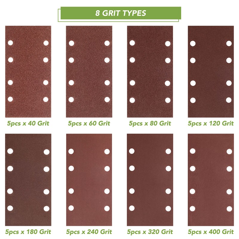 BLOSTM 40PCS Sandpaper for Electric Sander - Hook and Loop