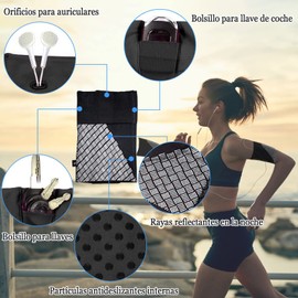 Brazalete Deportivo Universal, Brazalete para Teléfono Celular para Correr, Hacer Ejercicio, Ejercicios en el Gimnasio,Actividades al Aire Libre, para Todos Los Teléfonos Material Reflectante(Negro-S)