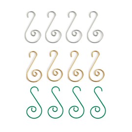 WYAN 120 pcs Christmas Bauble Ornament Hooks, Mini Metal Decoration S Hooks for Xmas Tree Decoration(Gold/Silver/Green,4×2cm/1.6×0.8inch)