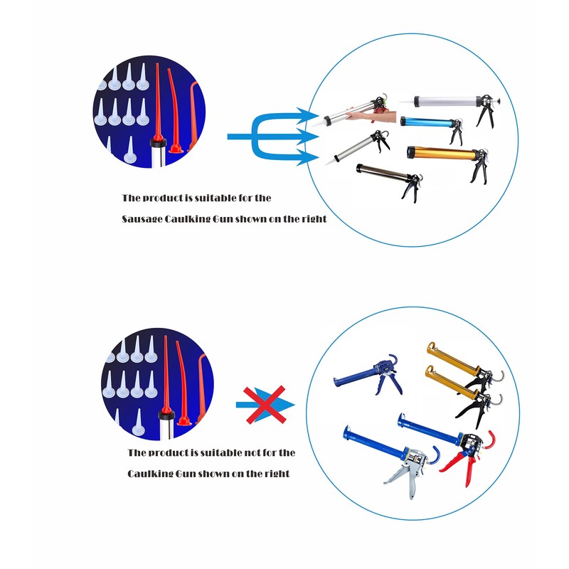 caulking extension nozzle Caulking Nozzle for Sausage Caulking Gun Long