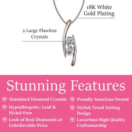 Cate & Chloe McKenna 18k White Gold Plated Pendant Necklace for Women | Beautiful Silver Necklace with Round Cut Crystals, Fashion Jewelry with Simulated Diamond Crystals, Gift for Her