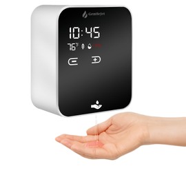 GentleJet AuraJet Automatic Soap Dispenser Touchless - Adjustable Levels, Digital Display, Battery Operated or USB-Powered Automatic Hand Soap Dispenser Wall Mount - 16.2oz (AuraJet - White, Liquid)