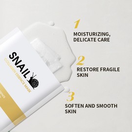 Snail Mucin Face Sheet Mask (5 pcs) - Anti Aging and Moisturizing Face Mask with Hyaluronic Acid - Deep Hydration for Youthful Skin