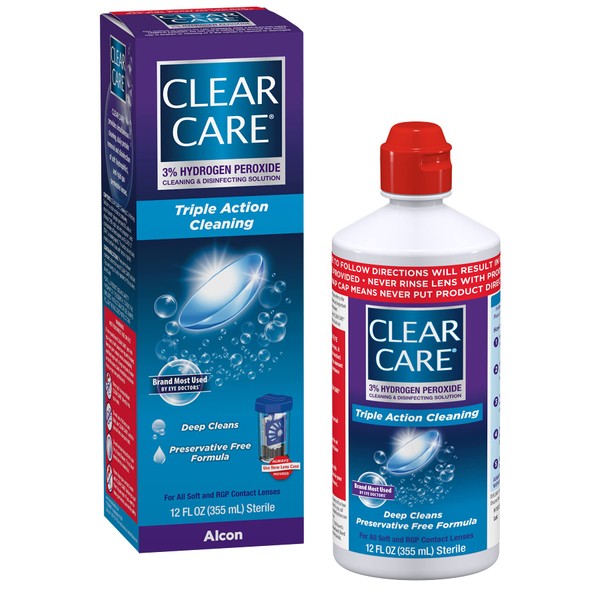 Clear Care CARE Cleaning & Disinfection Solution with Lens Case, Clear, 12 Fl Oz