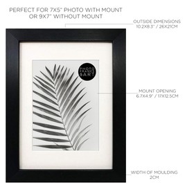 pf+a REAL GLASS 9x7" For 7x5" Frame With Mount - 7x5 inch Picture Frame With Mount - Thin Black Oxford Premium Photo Frame With Soft Cream Mount