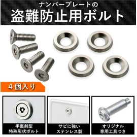 Carmate LS422 Car License Plate Security Bolt Flat 2 Silver