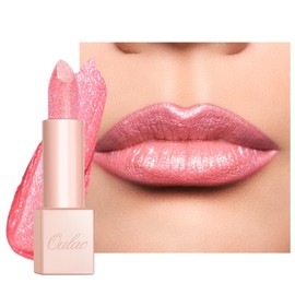 Oulac Glitter Lipstick for Women - Light Pink Moisture Tinted Lip Balm, For Extremely Dry Lips, Glitter Surface, Creamy Formula, Hydrating Lip Care, Vegan (D08) Pop Stars