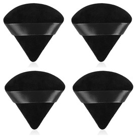 4Pcs Black Powder Puffs for Face Powder,Triangle Sponges for Makeup,Velour Powder Puffs Setting powder puff for Loose Mineral Powder Cosmetic Body Contouring Tools