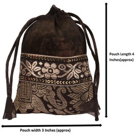 Touchstone Drawstring Bags Traditional Indian Handcrafted in Elephant Pattern Brocade fabric. Perfect for Gifts Jewelry Weddings Sweet Distribution Set of 9 Vibrant Multicolor Pouches Purses Potli.