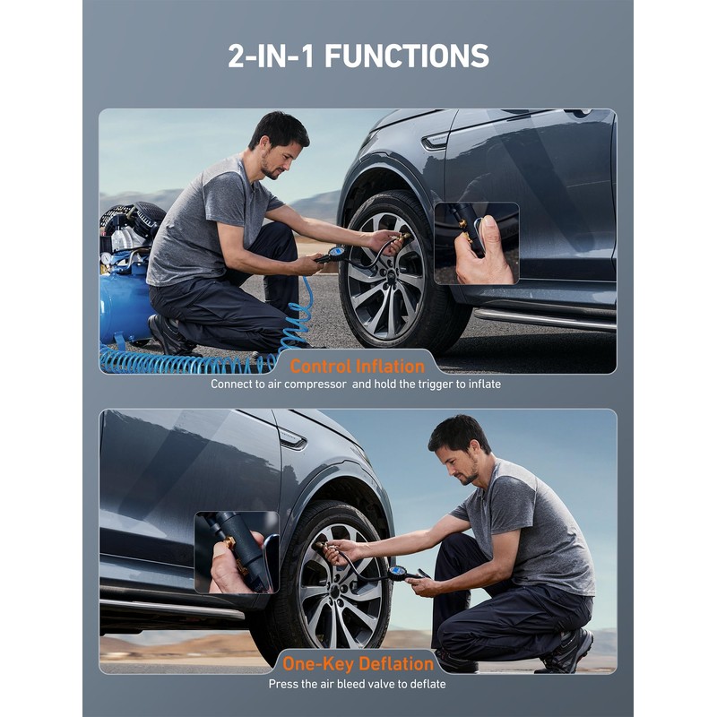 AstroAI Digital Tire Pressure Gauge with Inflator(3-250 PSI 0.1 for