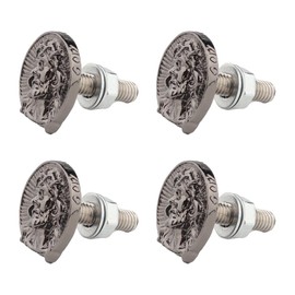 License Plate Bolts, 4 pcs Universal Jesus Style Stainless Steel License Plate Screw Kit Fasteners for Car Truck Motorcycle Chopper, Unique Addition to Your Bike (Black)