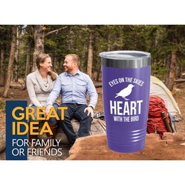 Birding Purple Edition Viking Tumbler 20oz - Eyes on the Skies - Bird Feeder Backyard Birdwatcher Gifts Birding Bird Lover
