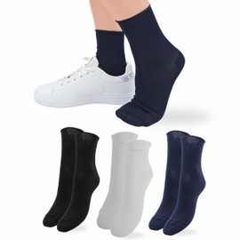 LEON D'ORO Socks without elastic for women, lightweight cotton, 3 pairs, women's socks, Scotland yarn, made in Italy, 520-3 pairs ASS Classic, 35-41, 520-3 pairs ASS Classic, 2.5-7.5