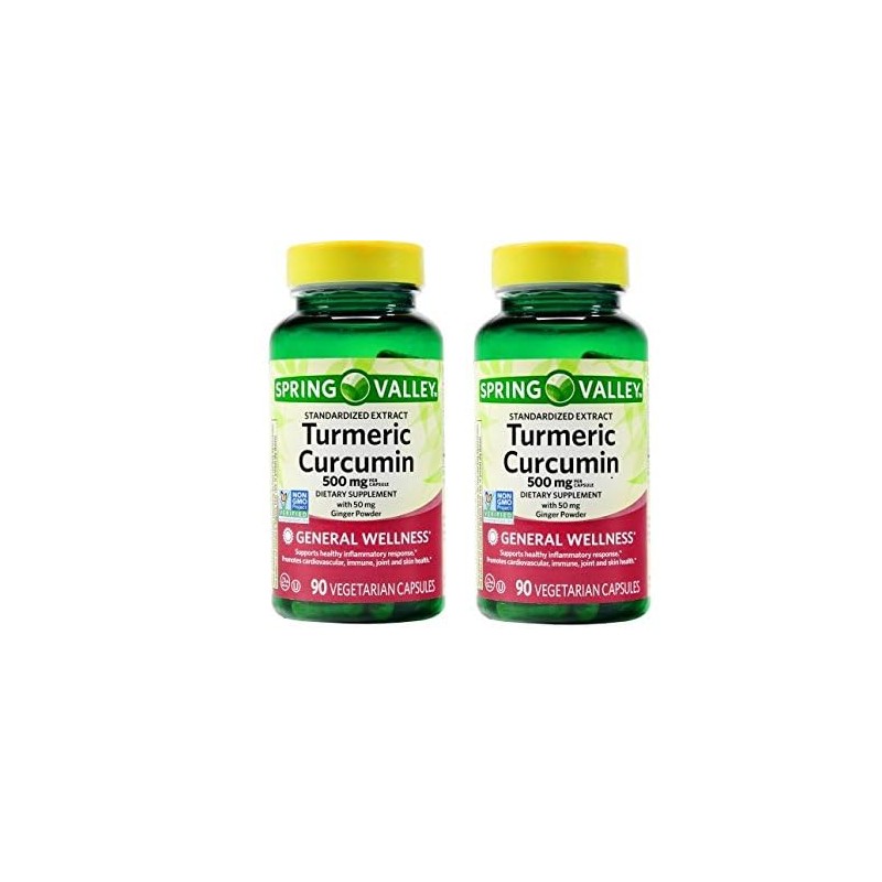 Spring Valley Turmeric Curcumin 500mg with 50mg Ginger Powder Twin