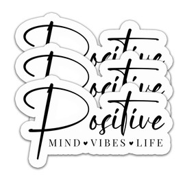 (3PCS) Positive Mind Vibes Life Black Sticker, Motivational Quotes, Inspirational Quotes Stickers,Waterproof Vinyl Decal Decor Books Laptops Tumblers Kindles 3'' x 1.8 "