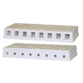 8 Port Keystone Jack Surface Mount Box, White, Surface Mount Box for Networking, Home Theatre, Security/Surveillance, Cablewholesale