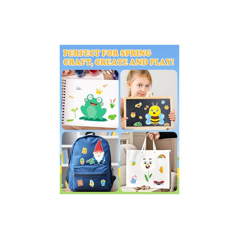 Aowplc Spring Make-a-Face Stickers for Kids 48 Sheets Mix 'n