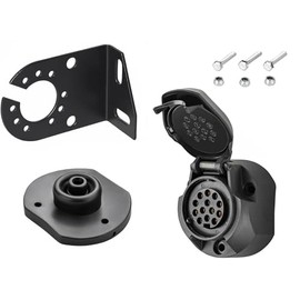 Trailer Socket + Seal + Bracket + Screws 13-Pin 12V Socket Holder Mounting Plate Car