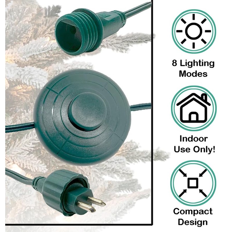 Power Cord 6Ft with 8 Lights Modes Foot Switch for