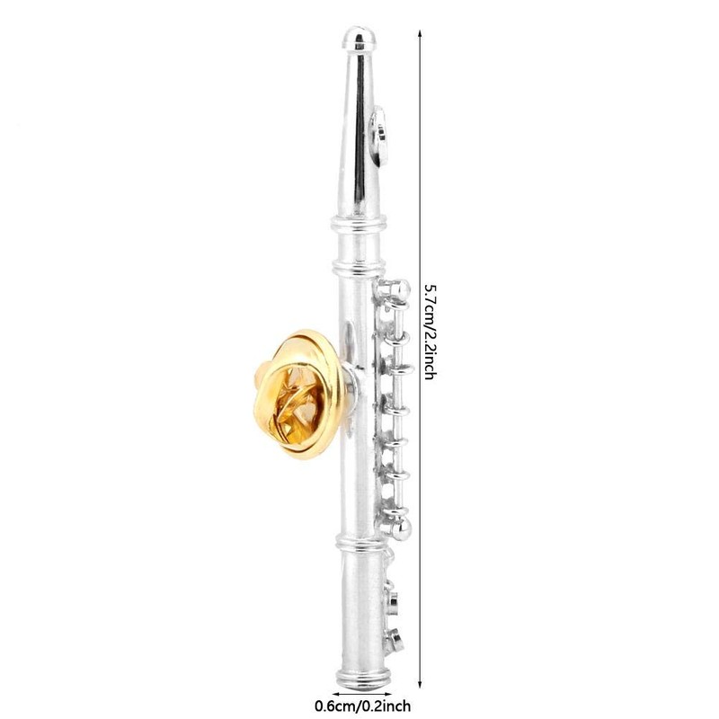 Hztyyier Flute Brooch Nickel Silver/Gold Plated Women Brooch Pins with