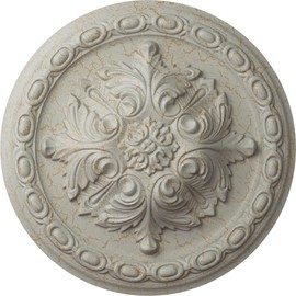 11 3/8"OD x 2"P Acanthus Ceiling Medallion, Hand-Painted Pot of Cream Crackle