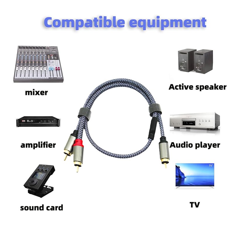 RCA Y Splitter Cable, 1 Male to 2 Male Audio