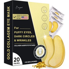 Parches para Ojos Ojeras 24k Oro- 20 Pares Mascarillas de Colageno para Ojo