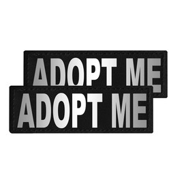 Dogline Adopt Me Vest Patches – Removable Adopt Me Patch 2-Pack with Reflective Printed Letters for Support Dog Vest Harness Collar or Leash Large/X-Large