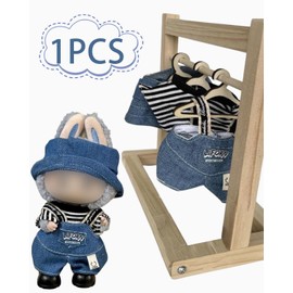 BPTRKOM 1 Set La-b-u Clothing Set for 17 cm Plush Figures - DIY Cuddly Toy Outfit with Hoodie & Accessories Soft Clothing for La-b-u The for Collectors & Children (Denim Style)