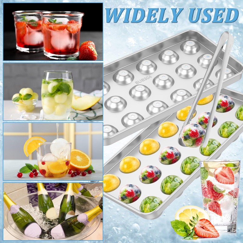 FwQoFvk Stainless Steel Round Ball Ice Maker, Rust Resistant Metal