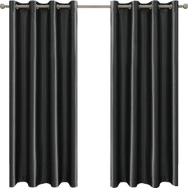 Ystyle Living Room Curtains, Set of 2, Thermal Curtain, Cold Protection, Opaque Curtains, Blackout Curtains, Curtains with Eyelets, Soundproofing Curtain, 140 x 145 cm, Dark Grey
