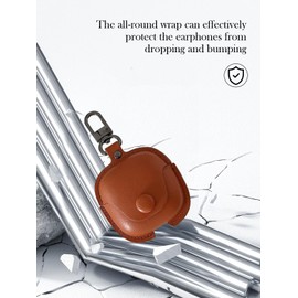 Case for SHOKZ OpenDots ONE Earbuds,Stylish Retro Soft Protective,BOVUGAC Premium PU Leather Case Cover with Cleaning Kit & Lanyard for SHOKZ OpenDots ONE Accessories-Brown