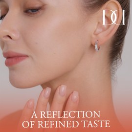 MINDDHA White Gold Plated CZ Huggie Hoop Earrings for Women | Hypoallergenic Diamond Huggie Earrings | Dainty White Gold Huggie Earrings for Women | Trendy Non-Tarnish Jewelry - 18K White Gold Plated