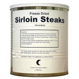 Military Surplus Freeze Dried Uncooked Sirloin Steaks Can, Jarred and Packed Emergency Food Supply Survival, Camping, Backpacking Long Term Food Storage 25+ years shelf life | Easy Prep Survival Food