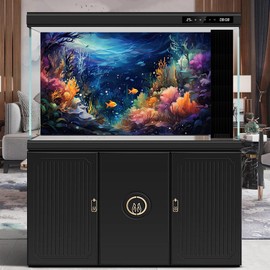 Ocean Floor Aquarium Background Underwater Coral Reef and Fishes Landscape Fish Tank Backdrop Decor Underwater Coral Reef Aquarium Backdrop Tropical Life Theme Terrarium Background Decor 72x18in